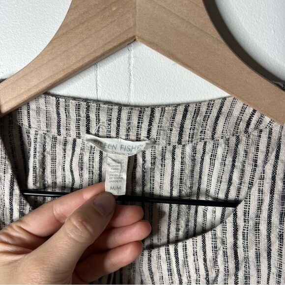 Eileen Fisher Organic cotton Stripe Open Front Preppy Minimalist Summer Vacation - Picture 3 of 11